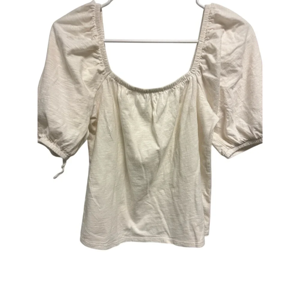 OLD NAVY Cream Square Neck Puff Sleeve Smocked‎ Top Womens Size S